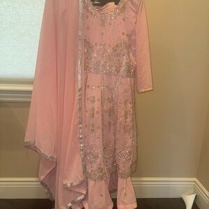 Embroidered Pink Traditional Dress with Dupatta